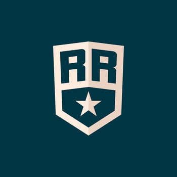 Initial RR logo star shield symbol with simple design vector