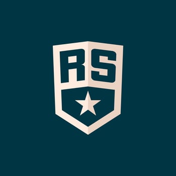 Initial RS logo star shield symbol with simple design vector
