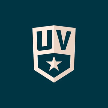 Initial UV logo star shield symbol with simple design vector
