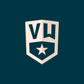 Initial VW logo star shield symbol with simple design vector