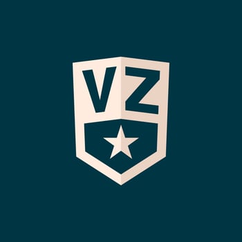 Initial VZ logo star shield symbol with simple design vector