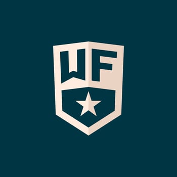 Initial WF logo star shield symbol with simple design vector