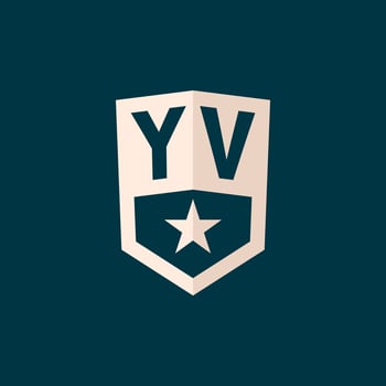 Initial YV logo star shield symbol with simple design vector