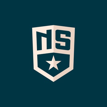 Initial NS logo star shield symbol with simple design vector