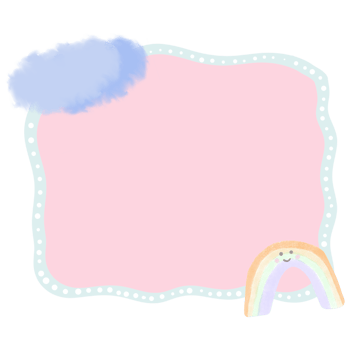 Pastel picture frame with clouds and rainbow isolated on transparent background png