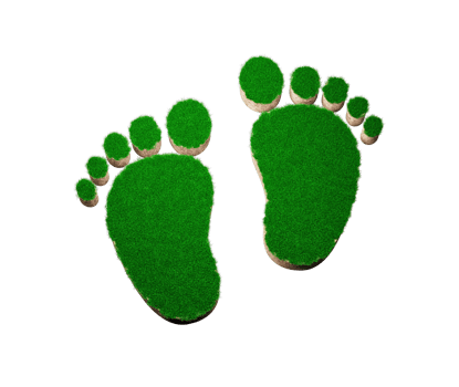 Footprint shape made of green grass and Rock ground texture cross section with 3d illustration png