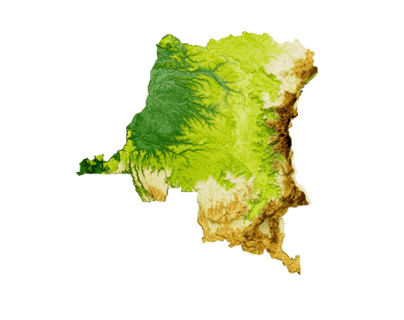 Congo Map Shaded relief Color Height Congo Basin map 3d illustration png