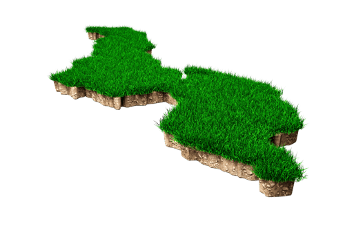 Malawi Map soil land geology cross section with green grass and Rock ground texture 3d illustration png