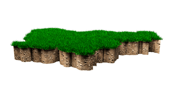 Slovenia Map soil land geology cross section with green grass and Rock ground texture 3d illustration png