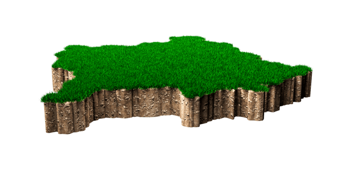 Kosovo Map soil land geology cross section with green grass and Rock ground texture 3d illustration png
