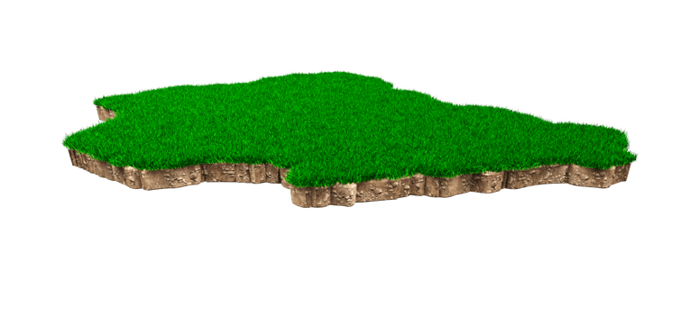 Nigeria Map soil land geology cross section with green grass and Rock ground texture 3d illustration png