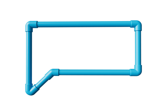 Blue Speech bubble made with PVC Pipes isolated 3d illustration png