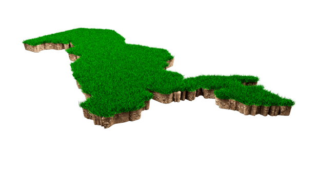 Uzbekistan Map soil land geology cross section with green grass and Rock ground texture 3d illustration png