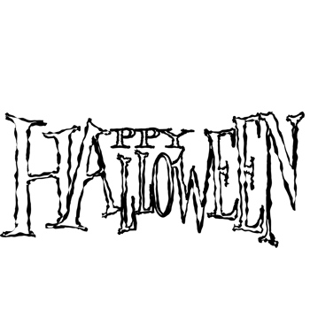 Halloween cartoon symbols hand drawns black and white icon character illustration. Isolated on transparent background. png