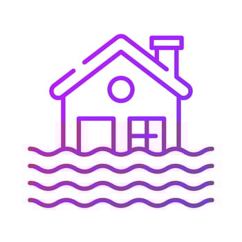 House building floating on water, denoting concept icon of natural disaster, vector of flood