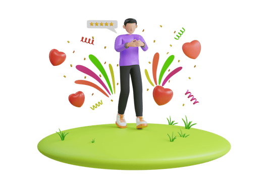 expressing his contentment with the exceptional service or product he received. Man appreciate about service he received. 3d illustration png