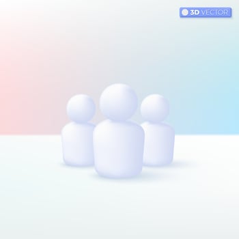 Human personal icon symbols. group of people, staff figure, profile badge, avatar. 3D vector isolated illustration design. Cartoon pastel Minimal style. You can used for mobile app, ux, ui, print ad.