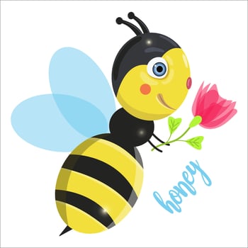 bee with flower vector