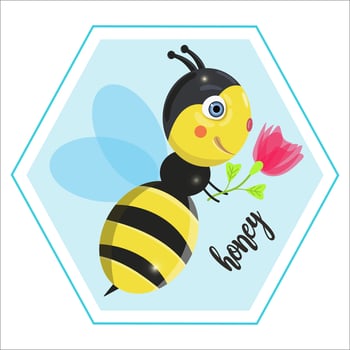 bee with flower vector