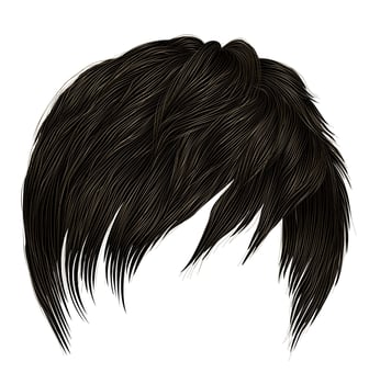 trendy  woman short  hairs  with fringe  . dark  brown   color .   beauty style . realistic  3d . vector