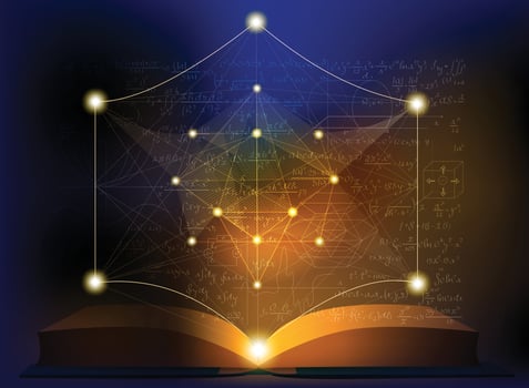 Book of solution knowledge based technology ideas and information math equation vector