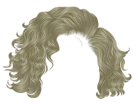 trendy woman curly hairs blond colors . fringe. fashion beauty style.realistic 3d . vector