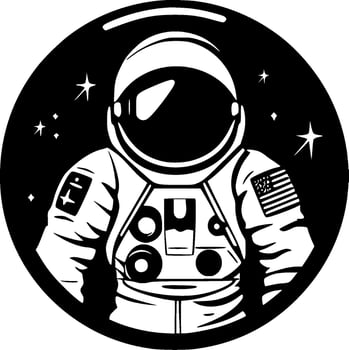 Astronaut - Black and White Isolated Icon - Vector illustration