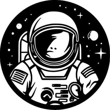 Astronaut - Black and White Isolated Icon - Vector illustration