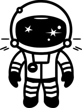 Astronaut - Black and White Isolated Icon - Vector illustration
