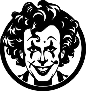 Clown, Black and White Vector illustration