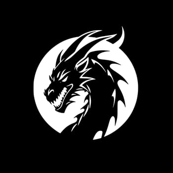 Dragon, Black and White Vector illustration