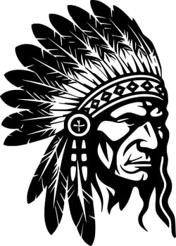 Indian Chief - Minimalist and Flat Logo - Vector illustration