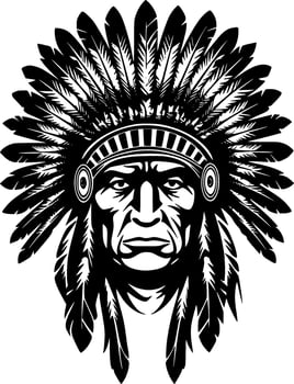 Indian Chief - Minimalist and Flat Logo - Vector illustration