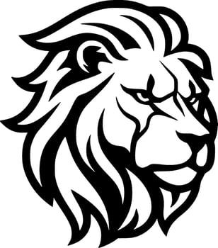Lion, Black and White Vector illustration