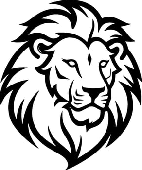 Lion, Black and White Vector illustration
