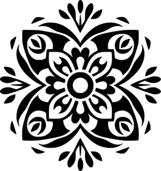 Mandala - Black and White Isolated Icon - Vector illustration