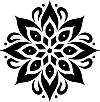 Mandala, Black and White Vector illustration