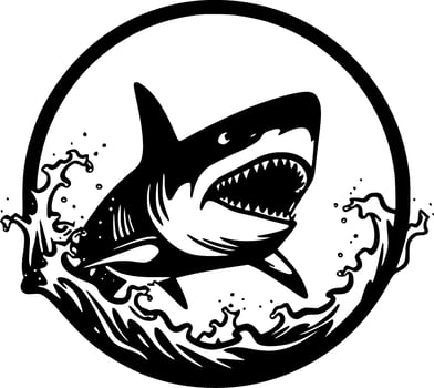 Shark - Black and White Isolated Icon - Vector illustration