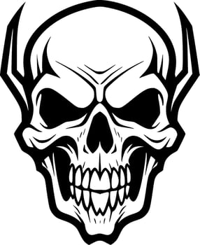 Skull, Black and White Vector illustration