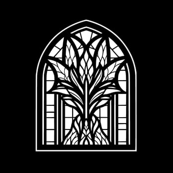 Stained Glass, Black and White Vector illustration
