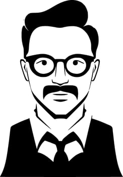 Teacher, Black and White Vector illustration