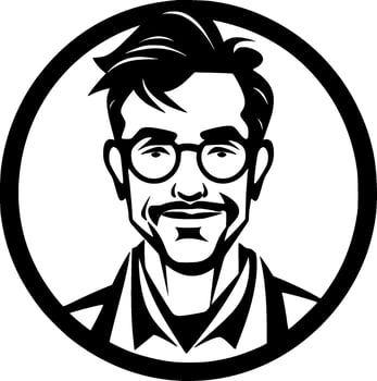 Teacher, Black and White Vector illustration