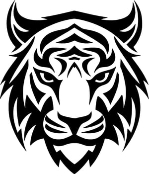 Tiger - Black and White Isolated Icon - Vector illustration