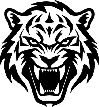 Tiger - Black and White Isolated Icon - Vector illustration