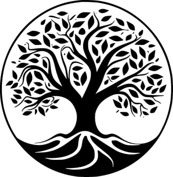 Tree of Life - Black and White Isolated Icon - Vector illustration