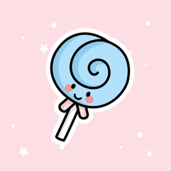Cute Kawaii Lollipop is isolated on a pink background vector