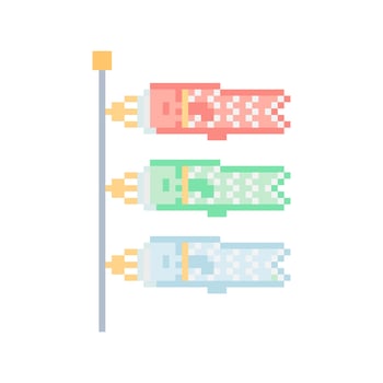 Illustration vector graphic of koinobori in pixel art style