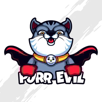 Villain Cat wearing Costume Hero Mascot Logo vector