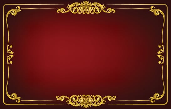 Gold frame with corner line floral for picture, Vector design decoration pattern style