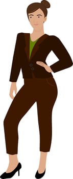 woman in a brown suit. Business woman vector Illustration.